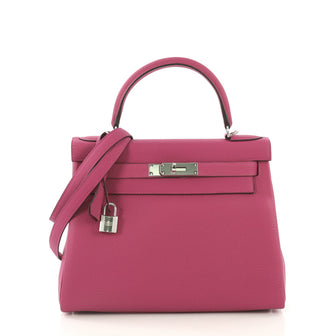 Hermes Kelly Handbag Pink Togo with Palladium Hardware 28 4224017