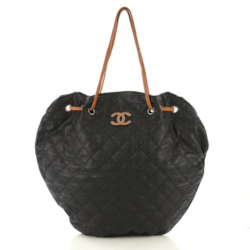 Chanel Cocomark Drawstring Tote Quilted Caviar Black 4224032