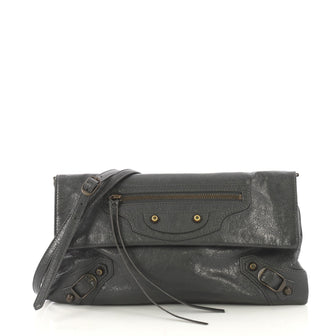 Envelope Strap Clutch Classic Studs Leather