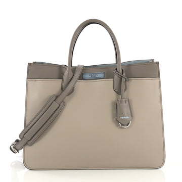 Prada Dual Shopping Tote Calfskin Large Gray 4224041