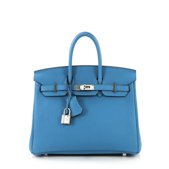 Hermes Birkin Handbag Blue Togo with Palladium Hardware 25 4224045
