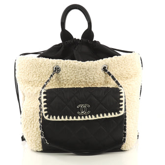 Chanel Coco Neige Shopping Tote Shearling with Quilted Nylon 422405