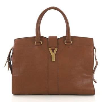 Saint Laurent Chyc Cabas Tote Leather Medium Brown 422409