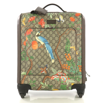 Gucci Trolley Rolling Luggage Tian Print GG Coated Canvas Brown 422471