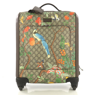 Gucci Trolley Rolling Luggage Tian Print GG Coated Canvas Brown 422471
