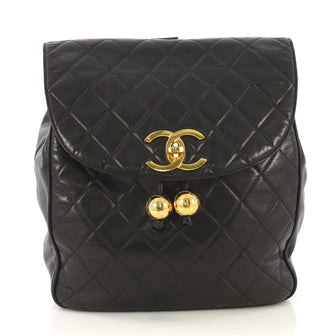 Chanel Model: Vintage CC Flap Backpack Quilted Lambskin Medium Black 42251/13