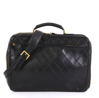 Chanel Vintage Diamond Stitch Weekender Quilted Leather Large