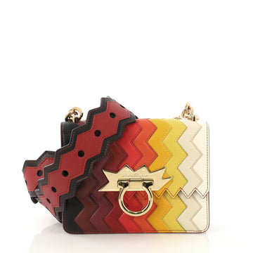 Salvatore Ferragamo Sindy Rainbow Crossbody Bag Zig Zag Leather Small
