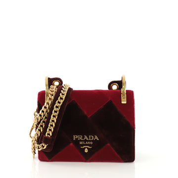 Prada Cahier Shoulder Bag Velvet Small - Designer Handbag - Rebag