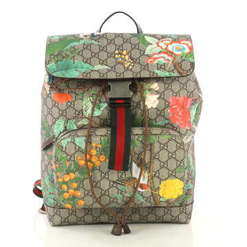 Gucci Buckle Backpack Tian Print GG Coated Canvas Medium