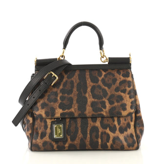 Dolce & Gabbana Soft Miss Sicily Handbag Leopard Print Leather Medium
