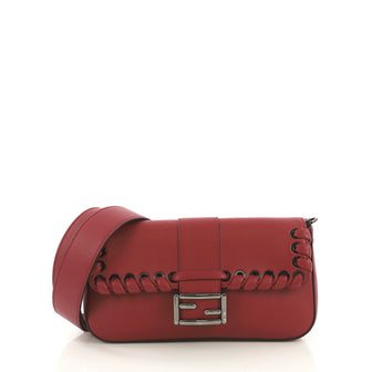Fendi Baguette Whipstitch Leather Red 422521