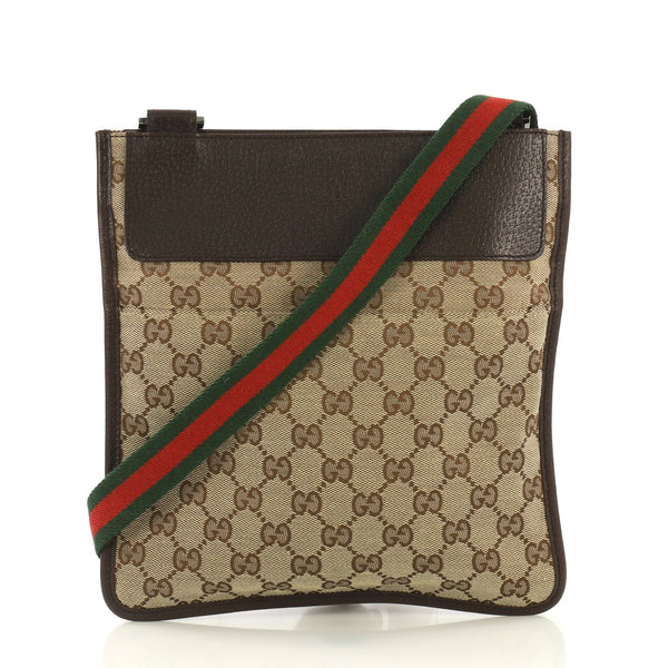 Gucci Crossbody Vintage Monogram Canvas and Leather Bag.  Luxury, Lot  #77038