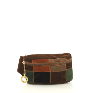 Celine Vintage Waist Bag Patchwork Suede Brown 4225917