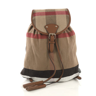 Burberry Chiltern Backpack House Check Canvas Medium Brown 4225926