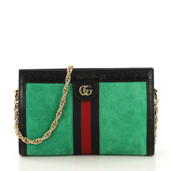 Gucci Ophidia Chain Shoulder Bag Suede Small Green 422595