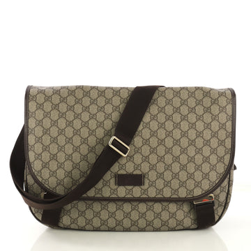 Gucci Messenger Buckle Bag GG Coated Canvas Large Brown 422599