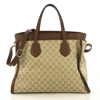 Gucci Ramble Layered Tote GG Canvas Large Brown 422641