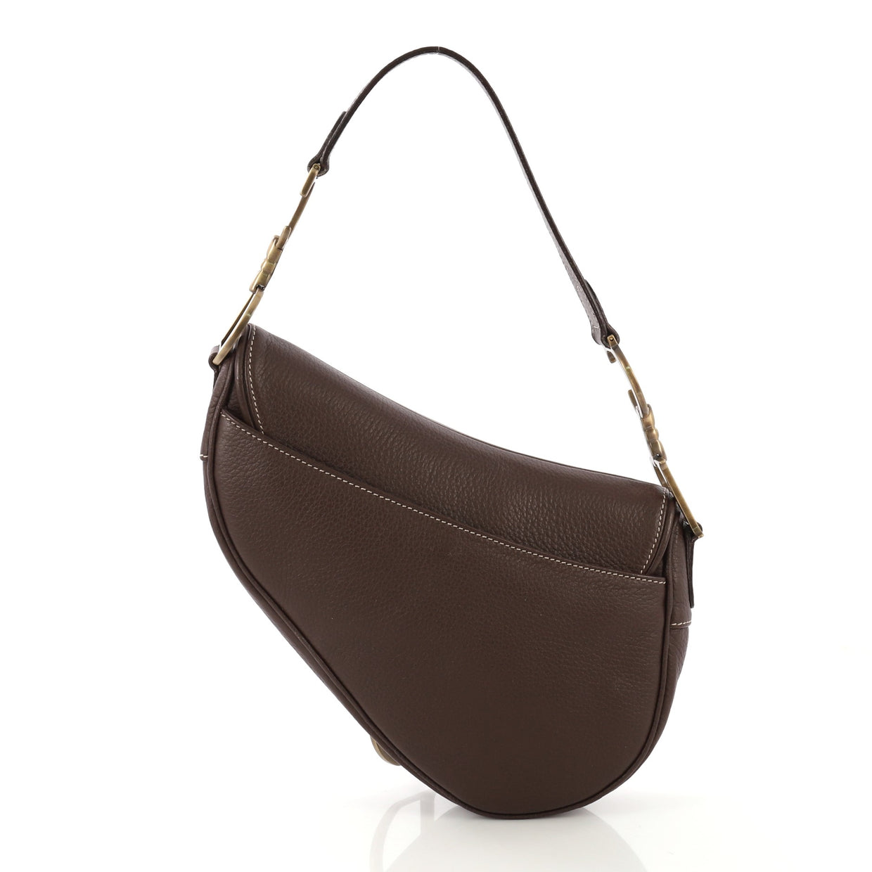 Christian Dior Vintage Saddle Bag Leather Medium Brown 422721
