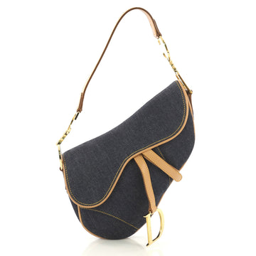 Christian Dior Vintage Saddle Bag Denim Medium Blue 4227301