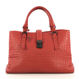 Bottega Veneta Roma Handbag Intrecciato Nappa Medium Red 422746
