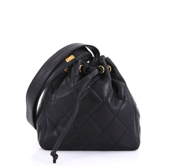 Chanel Vintage Bucket Bag Quilted Caviar Mini Black 422851