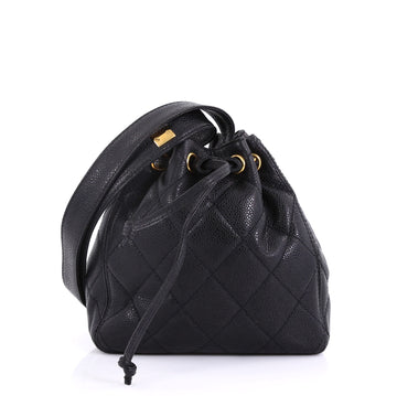 Chanel Vintage Bucket Bag Quilted Caviar Mini Black 422851