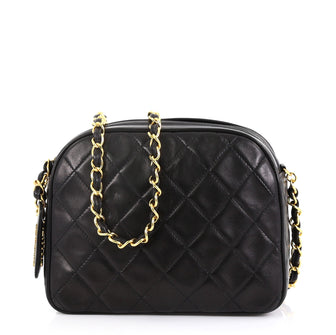 Chanel Vintage Chain Camera Bag Quilted Lambskin Small Black 422852