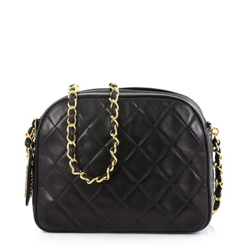 Chanel Vintage Chain Camera Bag Quilted Lambskin Small Black 422852