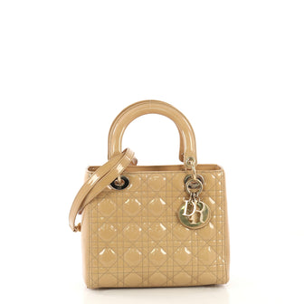 Christian Dior Lady Dior Handbag Cannage Quilt Patent Medium
