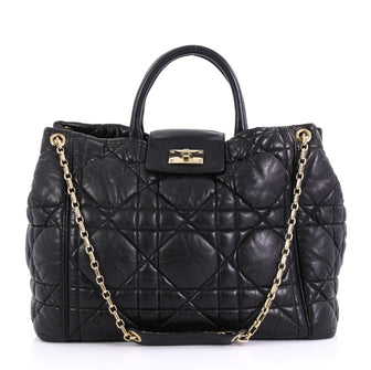 Christian Dior Milly La Foret Shopping Tote Cannage Quilt Black 422931
