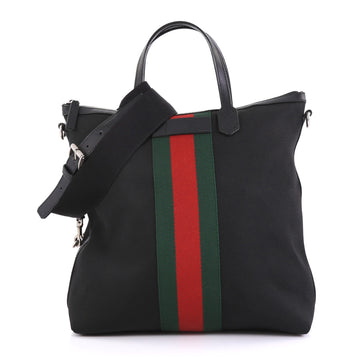 Gucci Web Zip Tote Techno Canvas Medium Black 422951