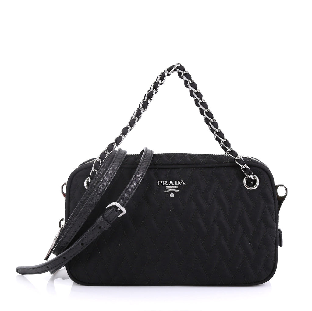Prada Camera Bag Quilted Tessuto Small Black 422952