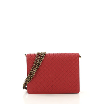 Bottega Veneta Flap Wallet on Chain Intrecciato Nappa Small Red 423081
