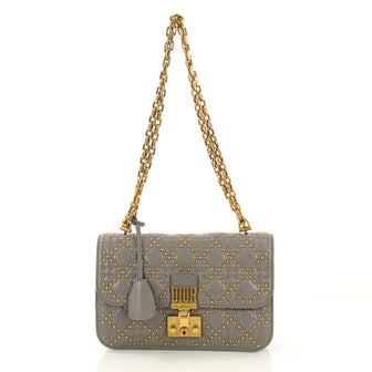 Christian Dior Dioraddict Flap Bag Cannage Studded Leather gray 423231