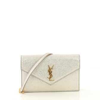 Saint Laurent Classic Monogram Wallet on Chain Leather Small gold 423271