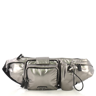 Prada Convertible Multipocket Belt Bag Tessuto Medium Silver 423301
