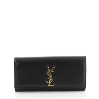 Saint Laurent Classic Monogram Clutch Leather Long Black 423382