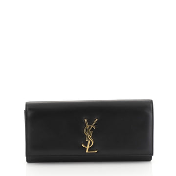 Saint Laurent Classic Monogram Clutch Leather Long Black 423382