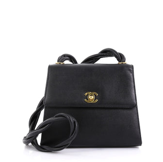 Chanel Vintage Top Handle Flap Bag Caviar Medium Black 423421