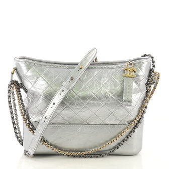 Chanel Gabrielle Hobo Quilted Aged Calfskin Medium Silver 423542