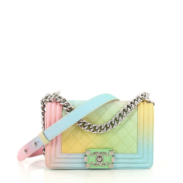 Chanel Rainbow Boy Flap Bag Quilted Painted Caviar Small 423571