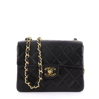 Chanel Model: Vintage Square Classic Single Flap Bag Quilted Lambskin Mini Black 42358/20