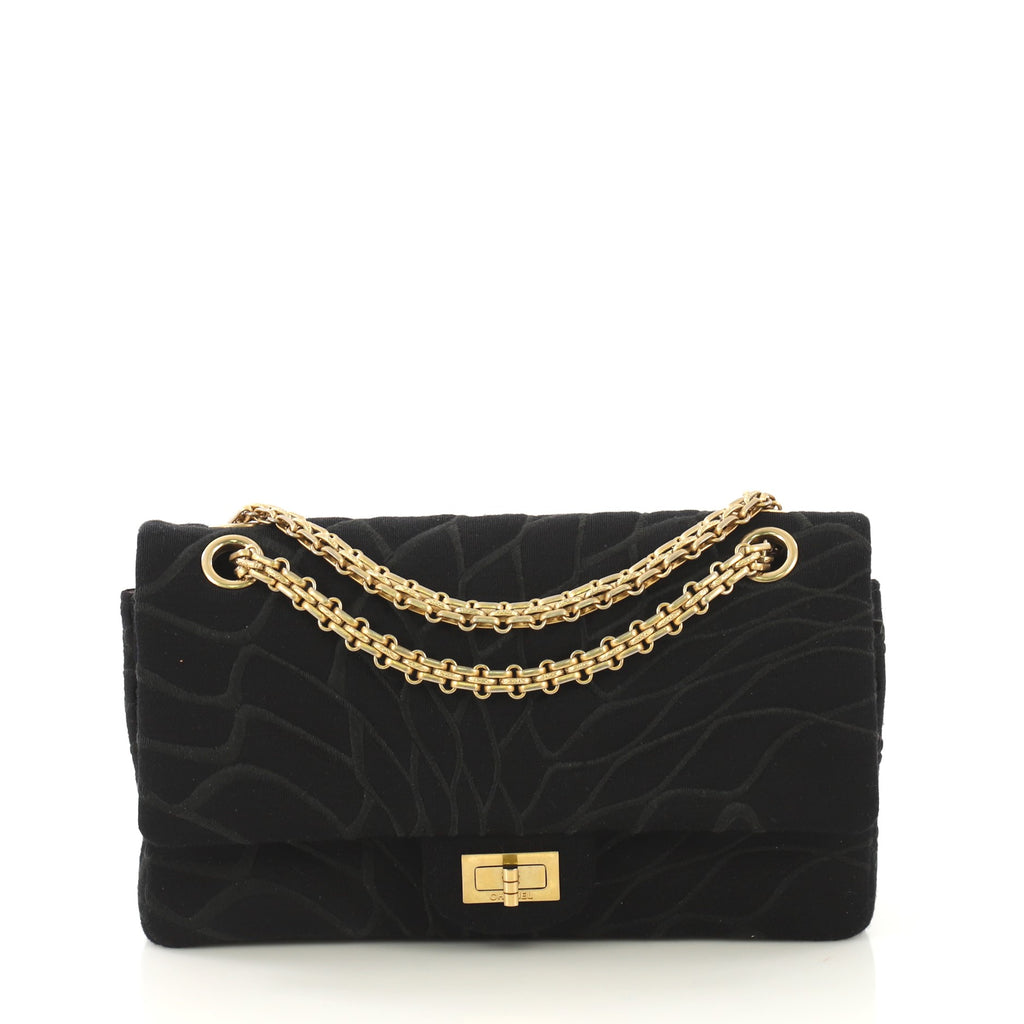 Chanel Reissue 2.55 Flap Bag Embroidered Jersey 225 Black 4235823