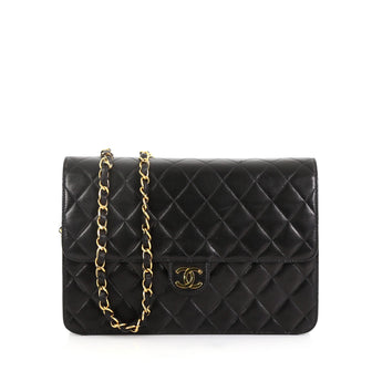 Chanel Vintage Clutch with Chain Quilted Leather Medium