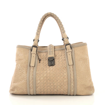 Bottega Veneta Roma Handbag Leather with Intrecciato Detail Medium