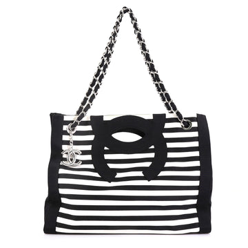 Chanel Mariniere Chain Tote Striped Canvas Small 