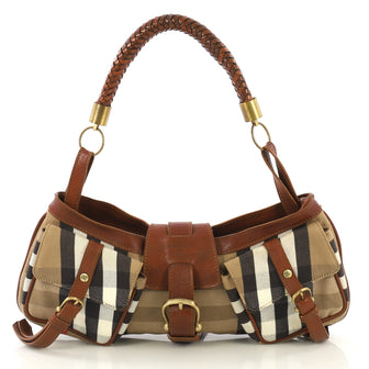 Burberry Cinda Shoulder Bag House Check Canvas and Leather Mini