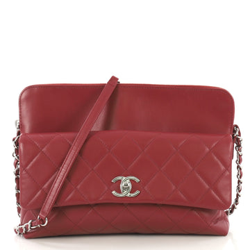 Chanel Zip Top Pocket Crossbody Bag Quilted Calfskin Small 423691