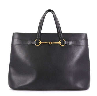 Gucci Bright Bit Convertible Tote Leather Large Black 423701